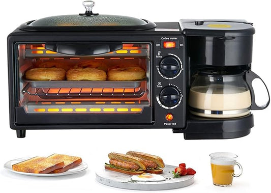 3-in-1 Breakfast Machine – Coffee Maker, Toaster Oven & Griddle