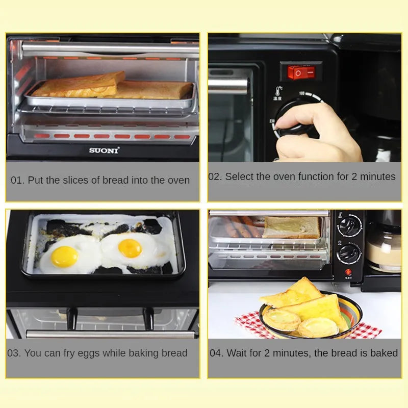 3-in-1 Breakfast Machine – Coffee Maker, Toaster Oven & Griddle