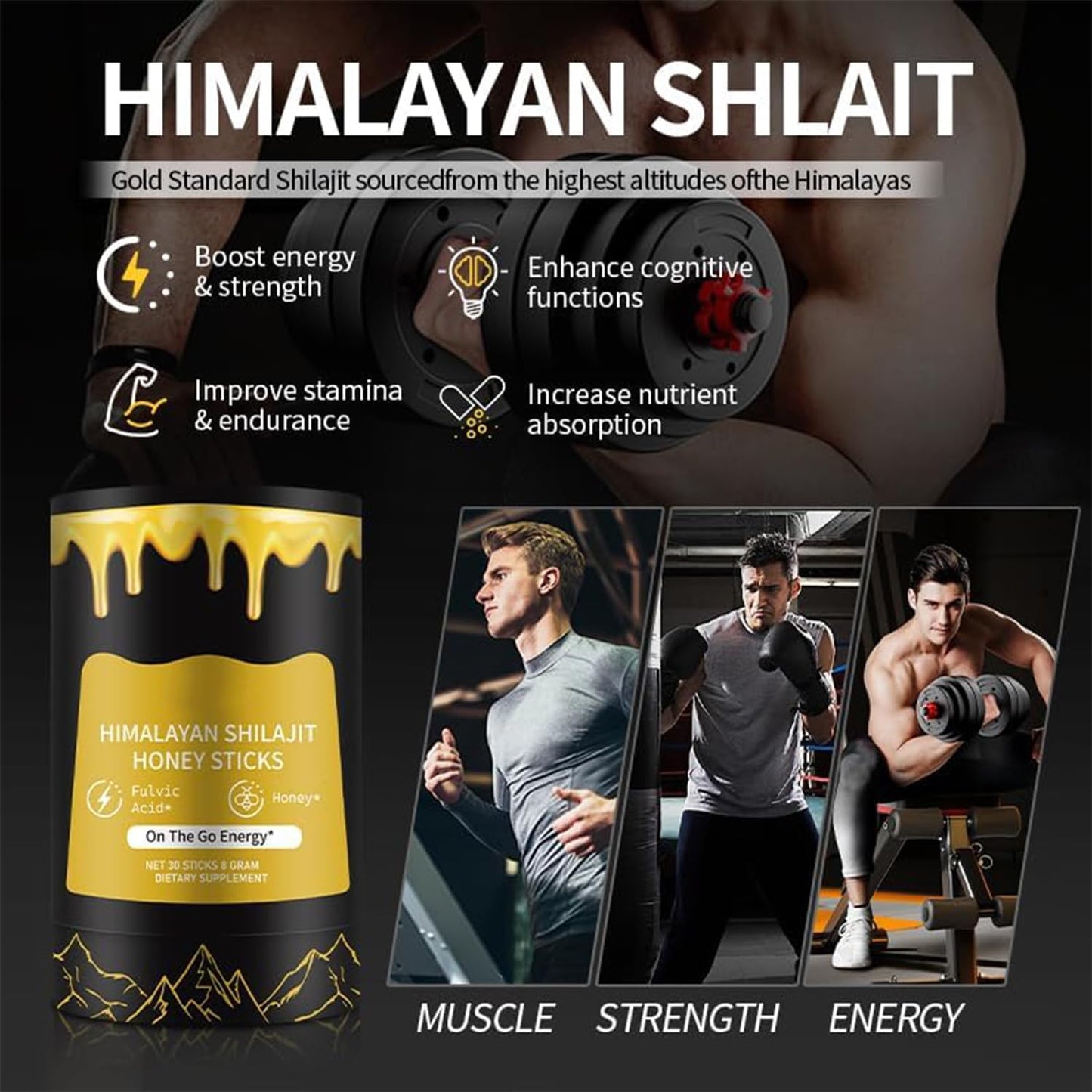 Shilajit Honey Sticks for Men – Himalayan Shilajit & Honey – 30 Sachets