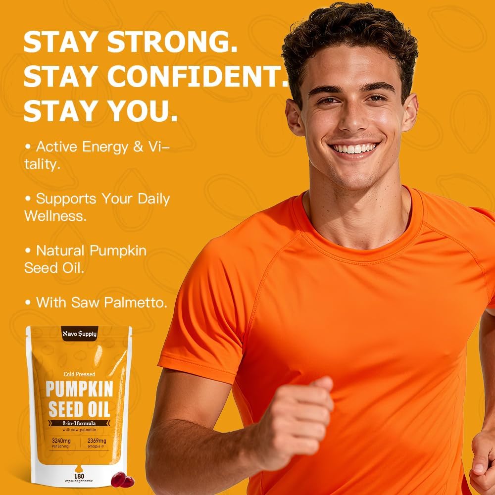 Pumpkin Seed Oil Capsules – 3000mg Cold-Pressed | 180 Softgels