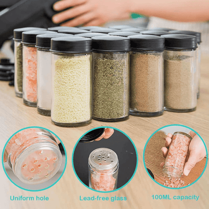 18 Jar Rotating Spice Rack – 360° Kitchen Organizer Set