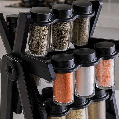18 Jar Rotating Spice Rack – 360° Kitchen Organizer Set