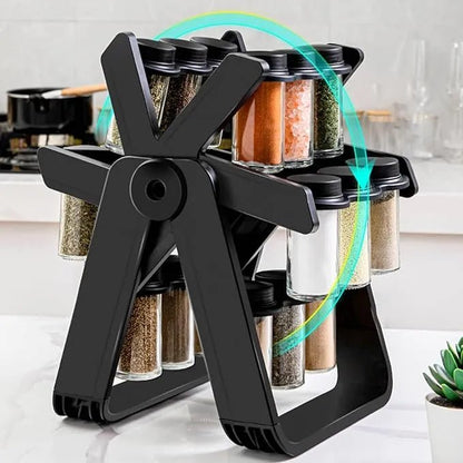 18 Jar Rotating Spice Rack – 360° Kitchen Organizer Set