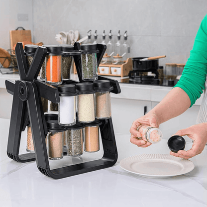 18 Jar Rotating Spice Rack – 360° Kitchen Organizer Set