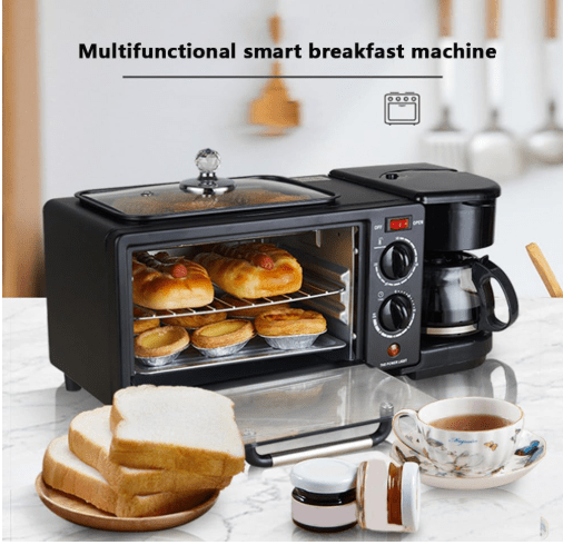 3-in-1 Breakfast Machine – Coffee Maker, Toaster Oven & Griddle