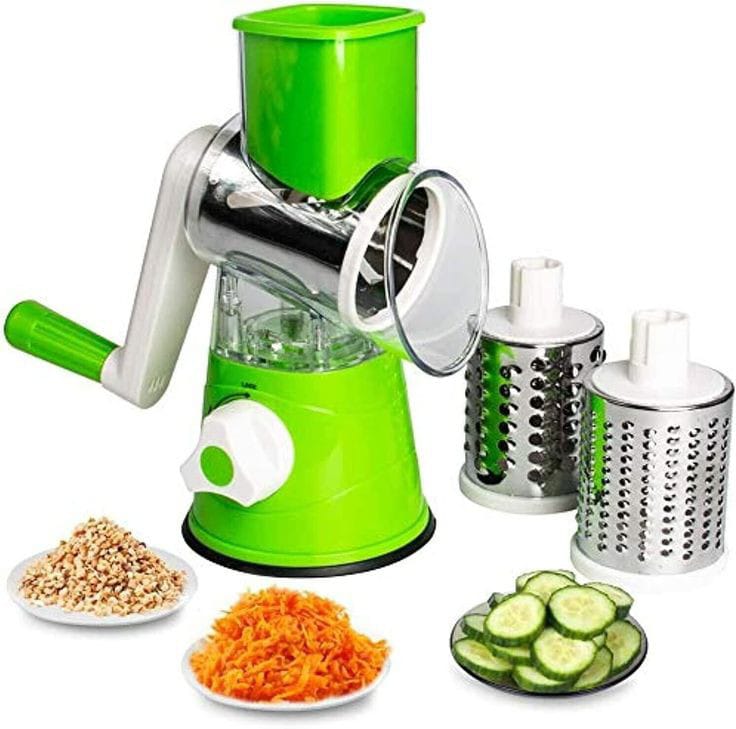 3 in 1 Rotary Cheese Grater SS Handheld Fruit Vegetable Slicer Shredder Chopper My Store