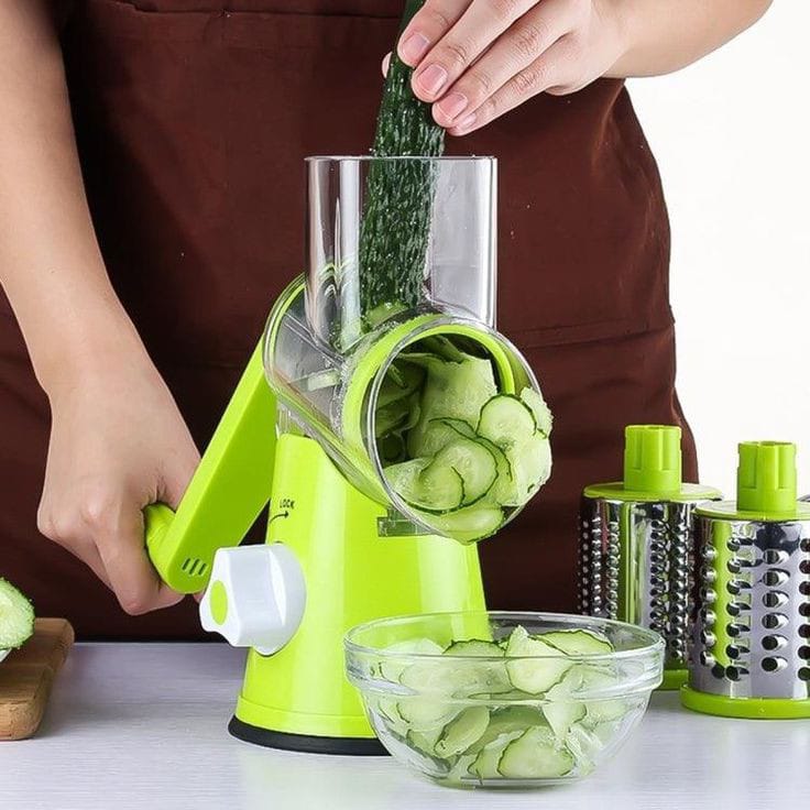 3 in 1 Rotary Cheese Grater SS Handheld Fruit Vegetable Slicer Shredder Chopper My Store