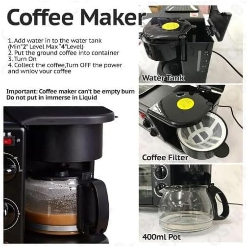 3-in-1 Breakfast Machine – Coffee Maker, Toaster Oven & Griddle