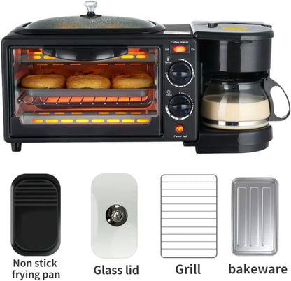 3-in-1 Breakfast Machine – Coffee Maker, Toaster Oven & Griddle
