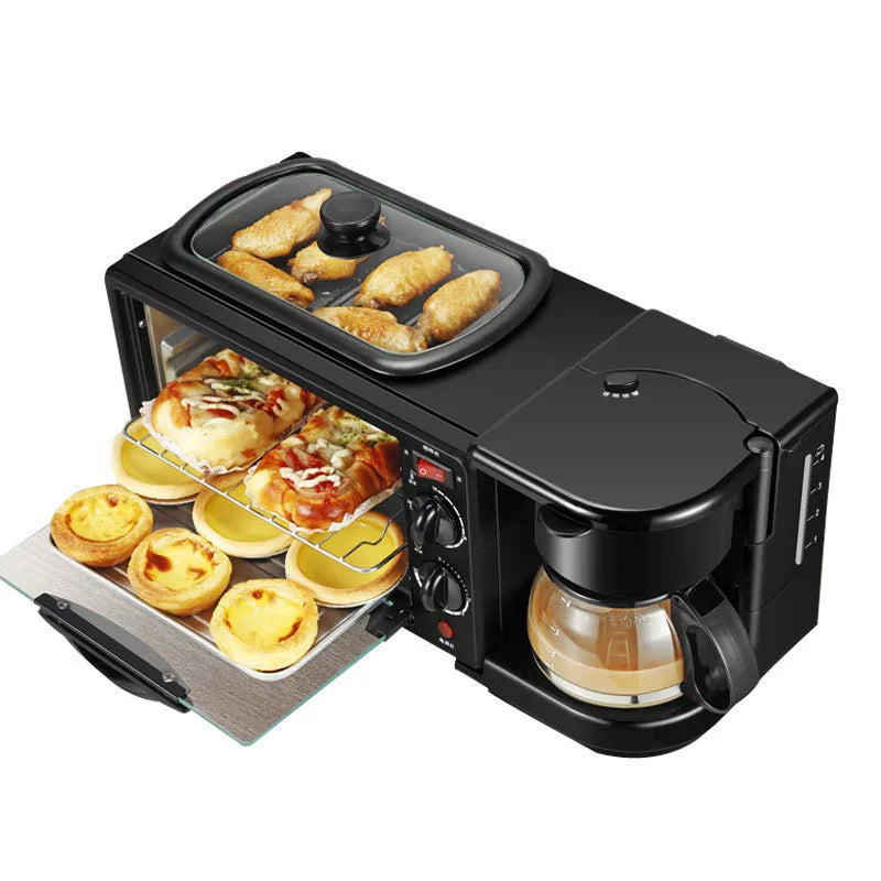 3-in-1 Breakfast Machine – Coffee Maker, Toaster Oven & Griddle