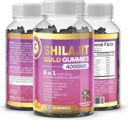 Shilajit Gummies – 8-in-1 Daily Wellness Blend | High Strength 60 Gummies