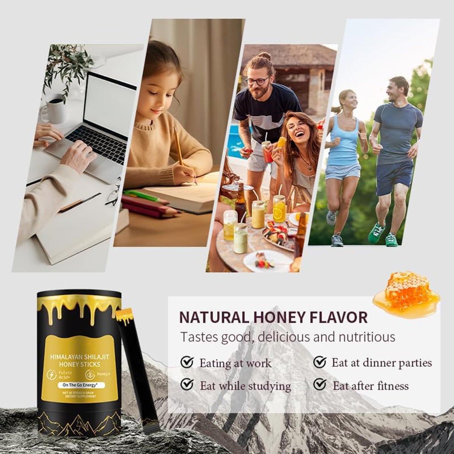 Shilajit Honey Sticks for Men – Himalayan Shilajit & Honey – 30 Sachets