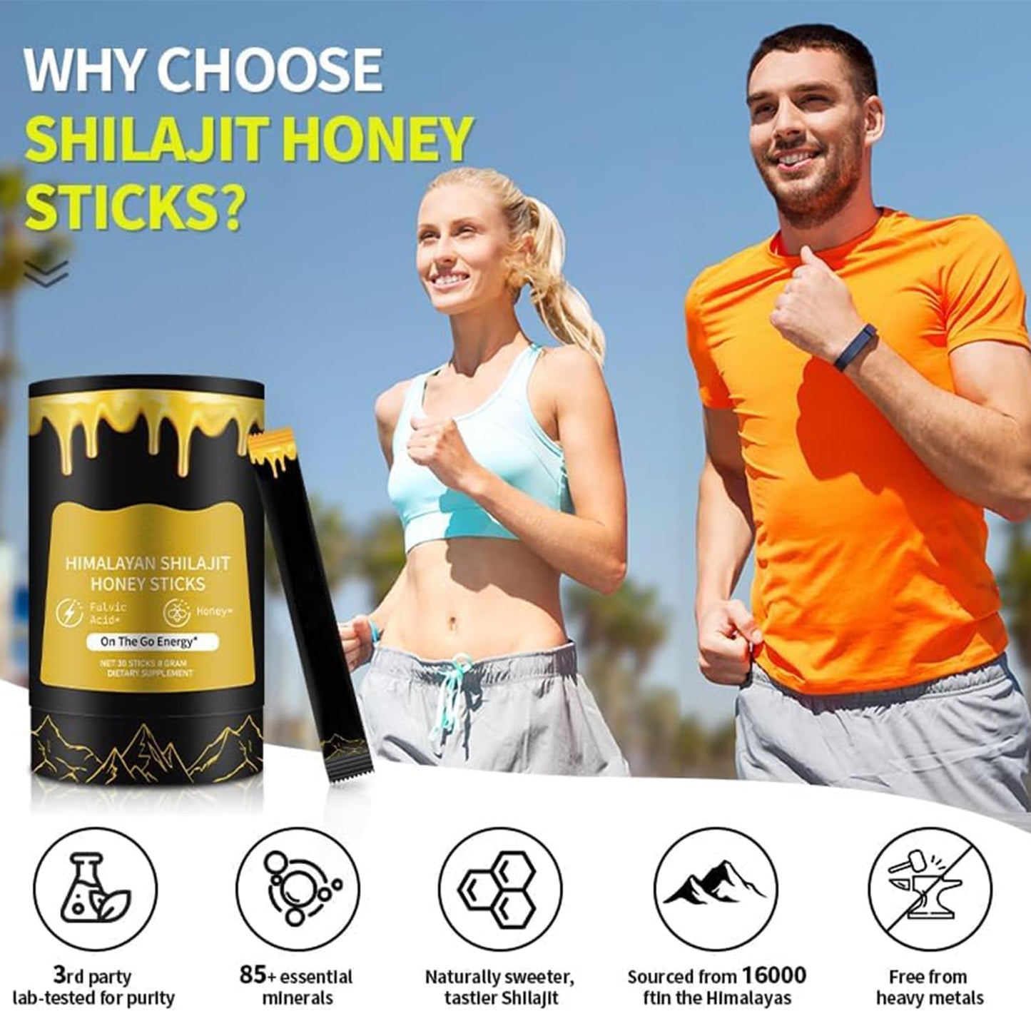 Shilajit Honey Sticks for Men – Himalayan Shilajit & Honey – 30 Sachets