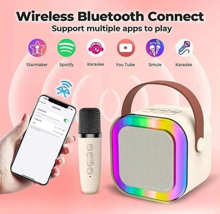 MINI K12 speaker comes with two karaoke microphones My Store