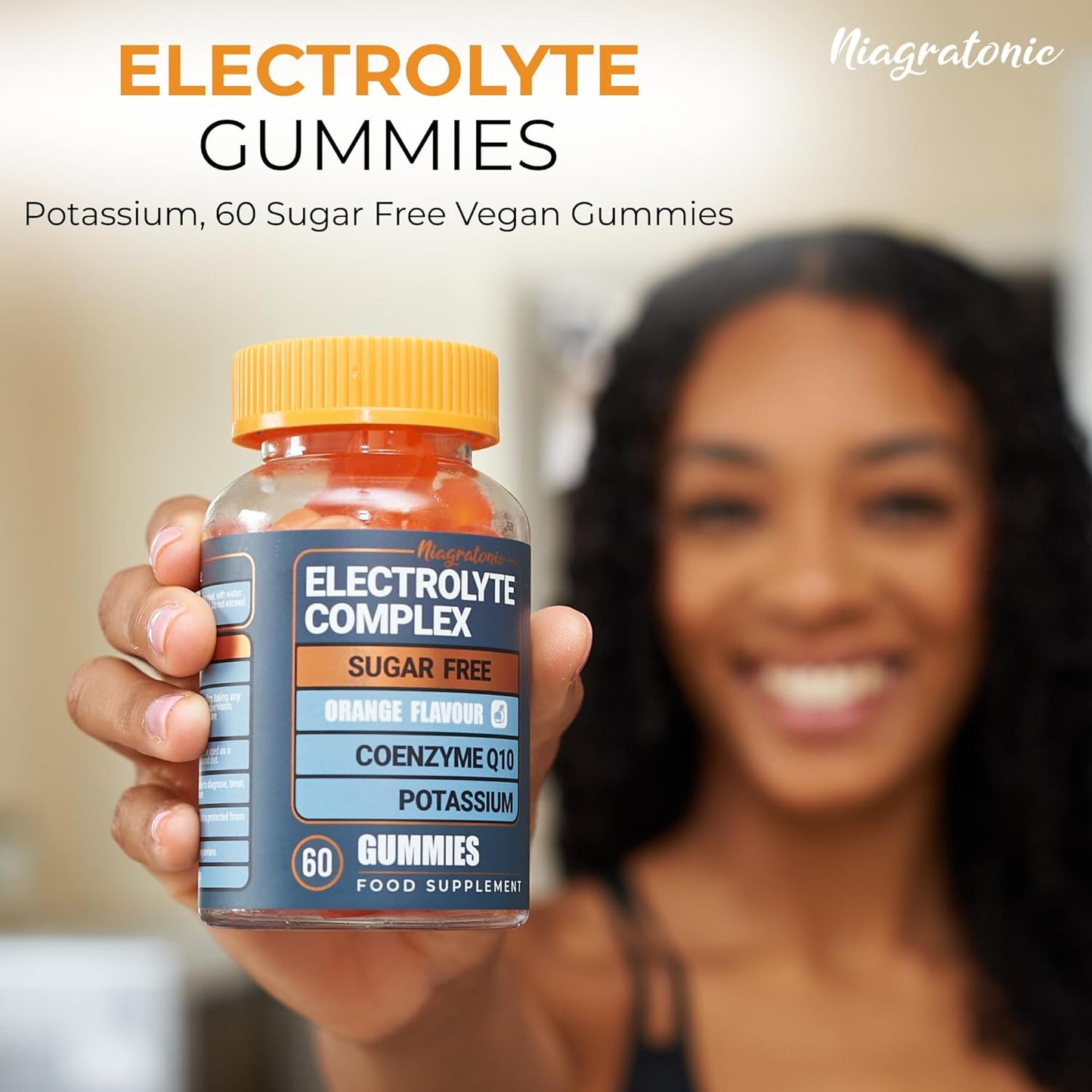 Electrolyte Gummies – Sugar-Free Vegan Blend with Vitamins & Minerals (60 Orange Gummies)