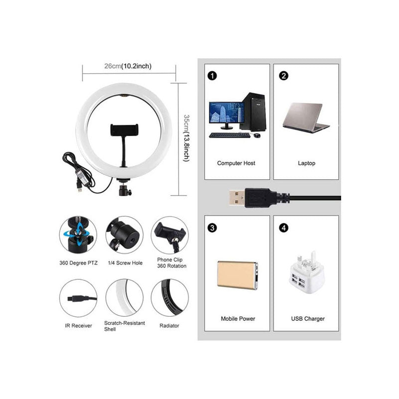 MJ33 RGB LED Soft Ring Light 33CM (13-inch) With Phone Holder USB Plug Full Dicount