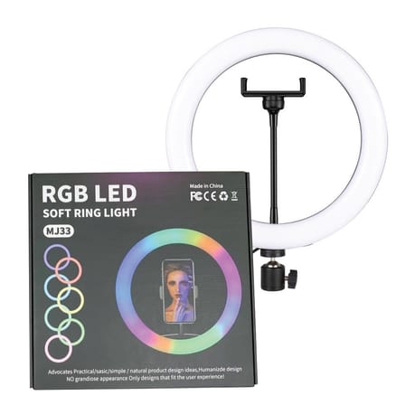 MJ33 RGB LED Soft Ring Light 33CM (13-inch) With Phone Holder USB Plug Full Dicount