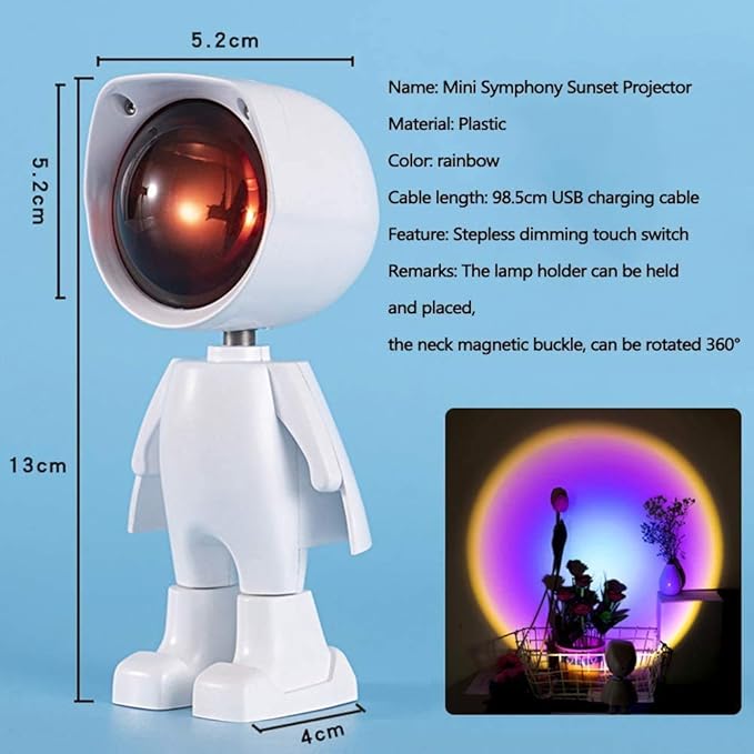 Mini Astronaut Sunset Projection Lamp – 360° LED Ambient Light