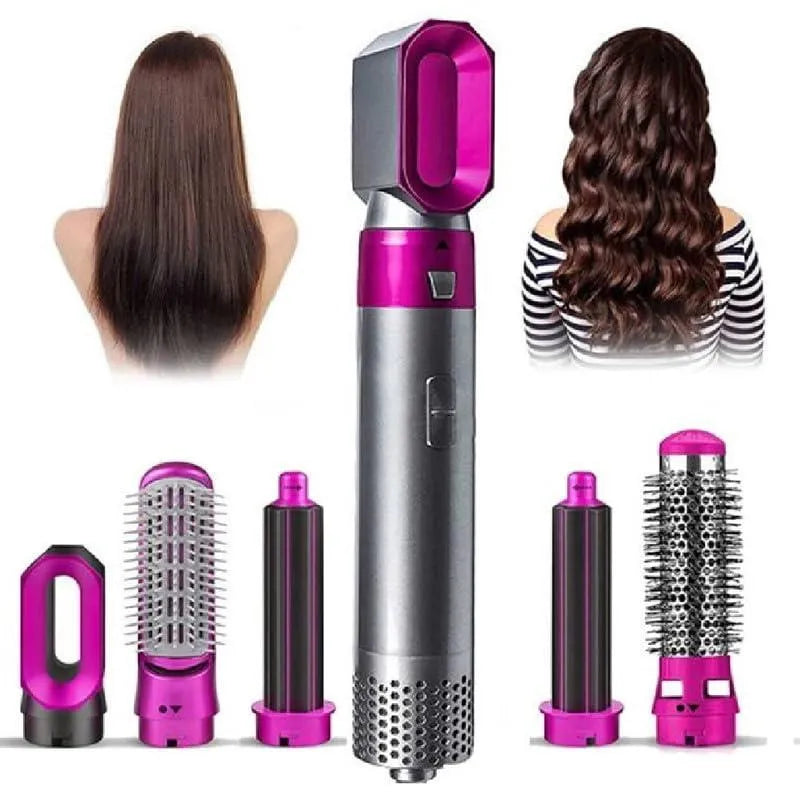 5 In 1 Ceramic Hot Air Brush Hair Styler & Dryer for Curling, Straightening & Volumizing