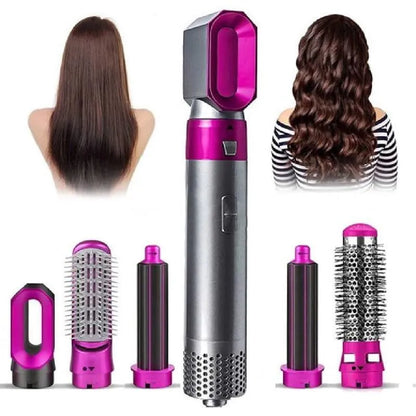 5 In 1 Ceramic Hot Air Brush Hair Styler & Dryer for Curling, Straightening & Volumizing