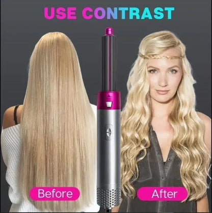 5 In 1 Ceramic Hot Air Brush Hair Styler & Dryer for Curling, Straightening & Volumizing